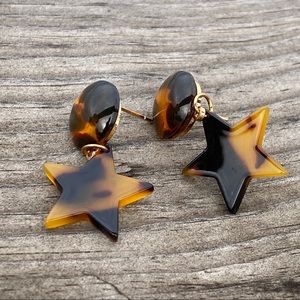 Tortoise earrings light weight stars drop stud